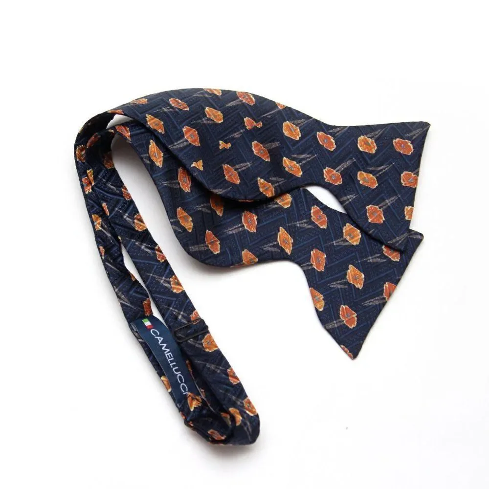 Men's Self-tied Bow Tie 100%Silk‎ Big Butterfly S632 Orange Poppies